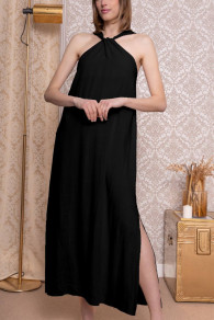 Γυναικείο μακρύ φόρεμα σε ελεύθερη γραμμή K8204 μαύρο