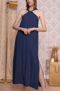 Γυναικείο μακρύ φόρεμα σε ελεύθερη γραμμή K8204 σκούρο μπλε