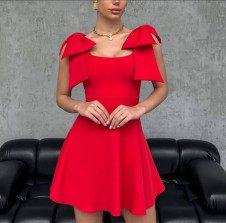 Γυναικείο φόρεμα με φιόγκους 241101 κόκκινο