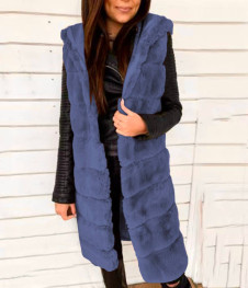 Γυναικείο γούνινο γιλέκο K2007 σκούρο μπλε