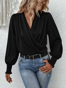 Γυναικεία κρουαζέ μπλούζα  J46011 μαύρη