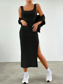 Γυναικείο Σετ φόρεμα  και μπλούζα AR3287 μαύρο