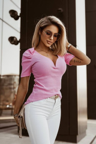 Γυναικεία μπλούζα με ανοιχτό ντεκολτέ  YY41080 ροζ