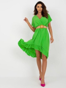Γυναικείο ασύμμετρο φόρεμα με ζώνη K6340 πράσινο