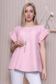 Γυναικεά μπλούζα με κολιέ K1152 ροζ