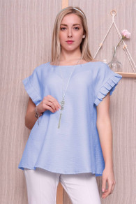 Γυναικεά μπλούζα με κολιέ K1152 γαλάζια