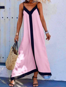 Γυναικείο φόρεμα με ρίγα 50709 ροζ