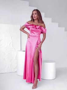 Γυναικείο φόρεμα σατέν K8755 φούξια
