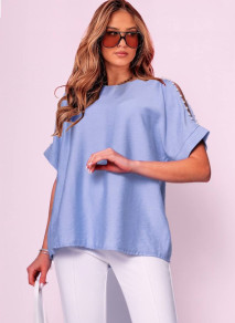 Γυναικεία χαλαρή μπλούζα 80318 γαλάζια