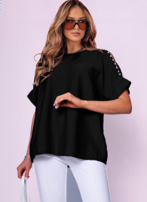 Γυναικεία χαλαρή μπλούζα 80318 μαύρη