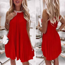 Γυναικείο σολέιγ φόρεμα X5788 κόκκινο