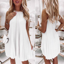 Γυναικείο σολέιγ φόρεμα X5788 άσπρο
