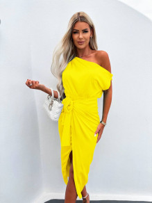 Γυναικείο κρουαζέ φόρεμα  A1090 κίτρινο