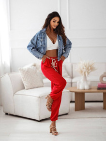 Γυναικείο ριχτό παντελόνι X3572 κόκκινο