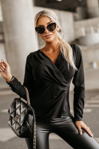 Γυναικεία κρουαζέ  μπλούζα  J97025 μαύρο