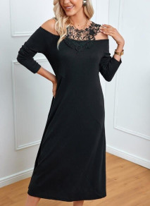 Γυναικείο φόρεμα με δαντέλα J72049 μαύρο