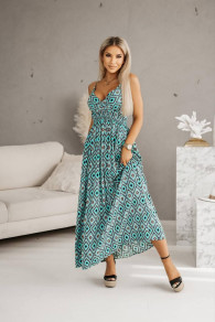 Γυναικείο μακρύ φόρεμα με print K62396