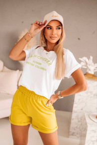 Γυναικείο σετ αμάνικο μπλουζάκι και σορτς K98056 κίτρινο