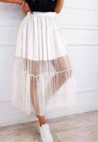 Γυναικεία φούστα με τούλι K3098 άσπρο