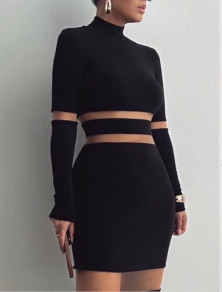 Γυναικίο κοντό εντυπωσιακό φόρεμα H4261 μαύρο
