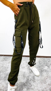 Γυναικείο παντελόνι  με τσέπες E10001 λαδί 