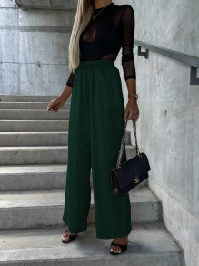 Γυναικείο ριχτό παντελόνι A1290 σκούρο πράσινο