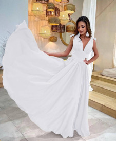 Γυναικείο μακρύ φόρεμα X1093 άσπρο