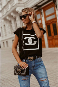 Γυναικείο κοντομάνικο μπλουζάκι E1004 μαύρο