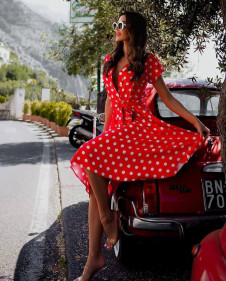 Γυναικείο κρουαζέ φόρεμα PB4543 κόκκινο