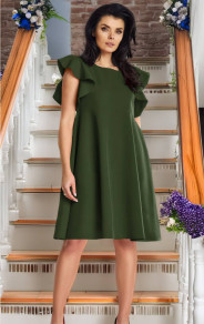 Γυναικείο χαλαρό φόρεμα K8138 σκούρο πράσινο
