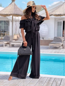 Γυναικεία έξωμη ολόσωμη φόρμα K8799 μαύρη