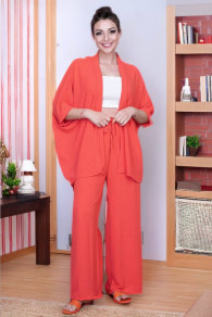 Γυναικείο σετ πουκάμισο και παντελόνι 83510 κόκκινο