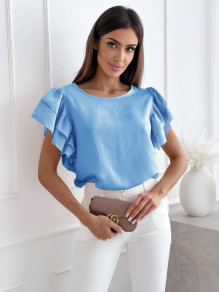 Γυναικεία μπλούζα με εντυπωσιακά μανίκια A1764 γαλάζια