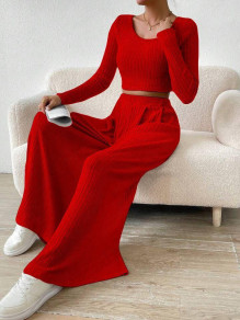 Γυναικείο casual σετ μπλούζα και παντελόνι AR3311 κόκκινο