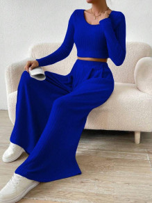 Γυναικείο casual σετ μπλούζα και παντελόνι AR3311 μπλε