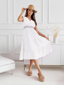 Γυναικείο φόρεμα μίντι A1725 άσπρο