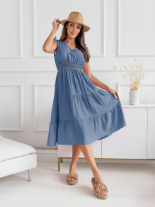 Γυναικείο φόρεμα μίντι A1725 μπλε του τζιν