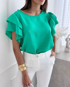 Γυναικεία μπλούζα με εντυπωσιακά μανίκια K6337 πράσινη
