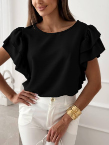 Γυναικεία μπλούζα με εντυπωσιακά μανίκια K6337 μαύρη