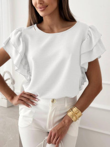 Γυναικεία μπλούζα με εντυπωσιακά μανίκια K6337 άσπρη