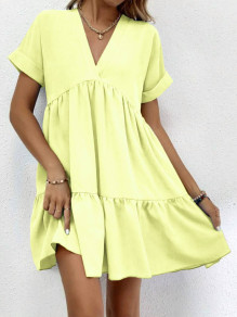 Γυναικείο χαλαρό φόρεμα K6228 κίτρινο