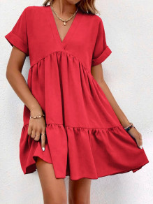 Γυναικείο χαλαρό φόρεμα K6228 κόκκινο