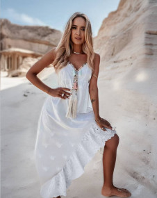 Γυναικείο φόρεμα boho K6424 άσπρο