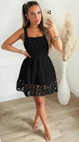 Γυναικείο φόρεμα με δαντέλα K6411 μαύρο