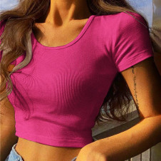 Γυναικείο κοντό μπλουζάκι KX0141 φούξια