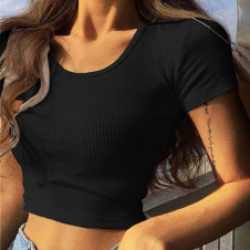 Γυναικείο κοντό μπλουζάκι KX0141 μαύρο