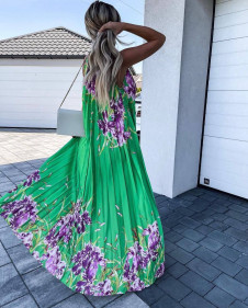Γυναικείο μακρύ φόρεμα με φλοράλ print FG1425 πράσινο