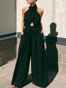 Γυναικεία εντυπωσιακή  ολόσωμη φόρμα με ζώνη H3770 μαύρο
