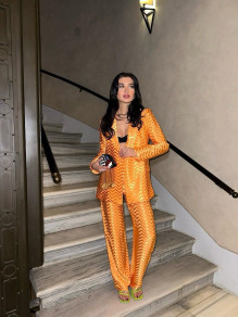 Γυναικείο σετ σακάκι και παντελόνι SB9449 πορτοκαλί