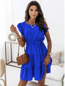 Γυναικείο φόρεμα μίνι με ζώνη K8786 μπλε